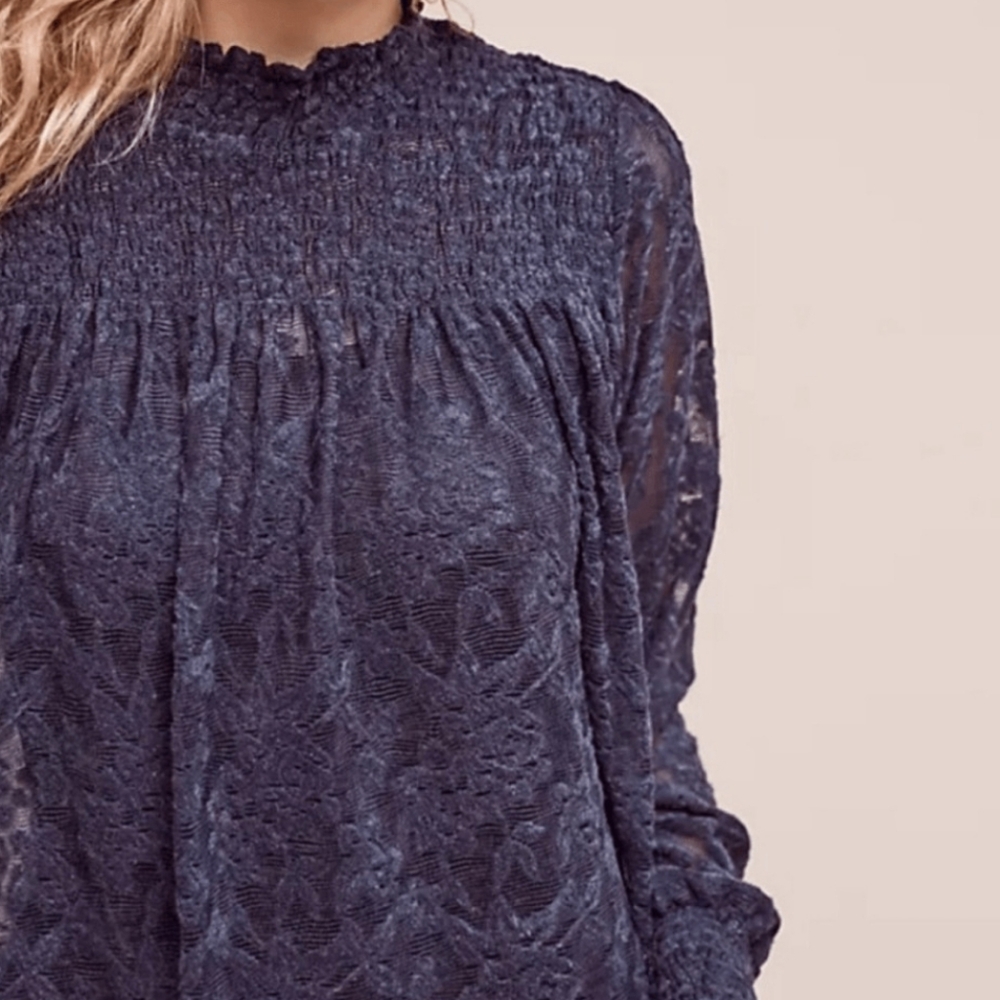 Anthropologie Deletta Lace Swing To0 In Navy Blue. (C7)